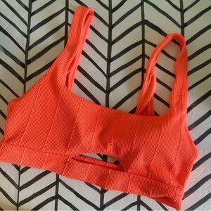 Aerie Size L Bright Orange Cutout Scoop Neck Bikini Top